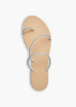 Raissa Vegetable Tanned Leather Sandal in Silver Cystal