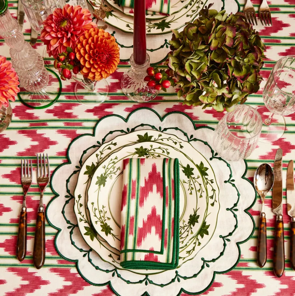 Raspberry Red Ikat Tablecloth