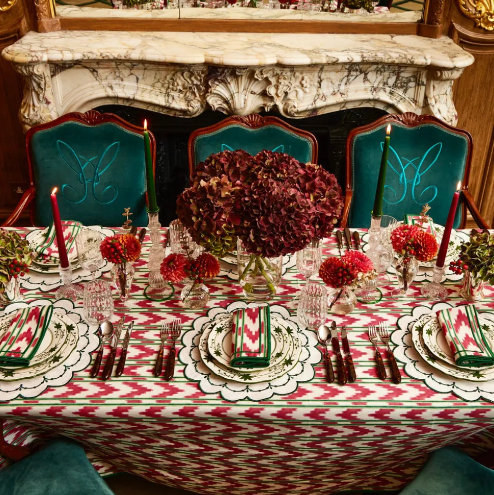 Raspberry Red Ikat Tablecloth