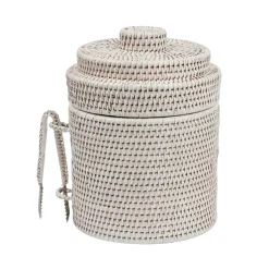 Rattan Ice Bucket with Tongs
