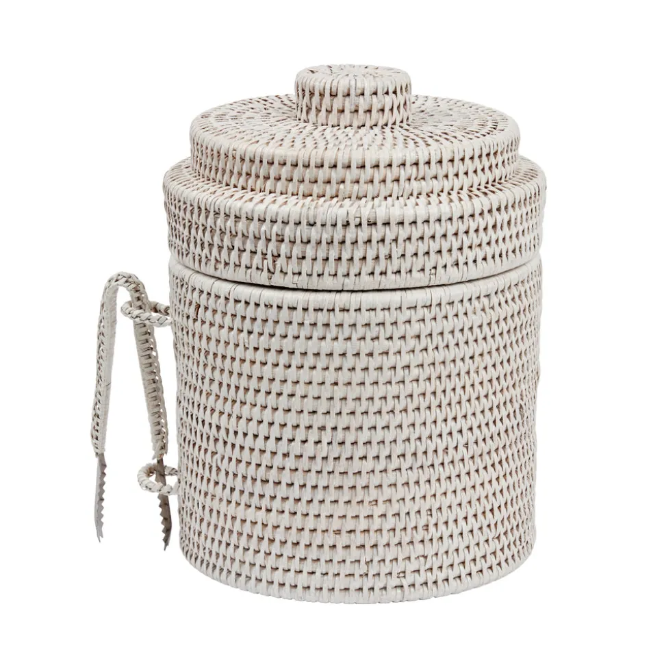Rattan Ice Bucket with Tongs