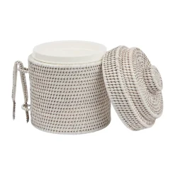 Rattan Ice Bucket with Tongs