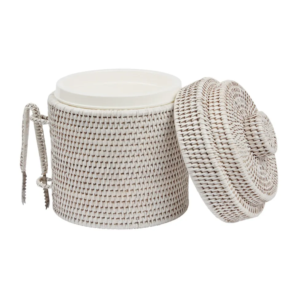 Rattan Ice Bucket with Tongs