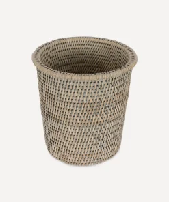 Rattan Waste Paper Bin in Taupe