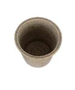 Rattan Waste Paper Bin in Taupe