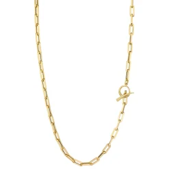Rectangular Link Chain Necklace with Tusk Clasp