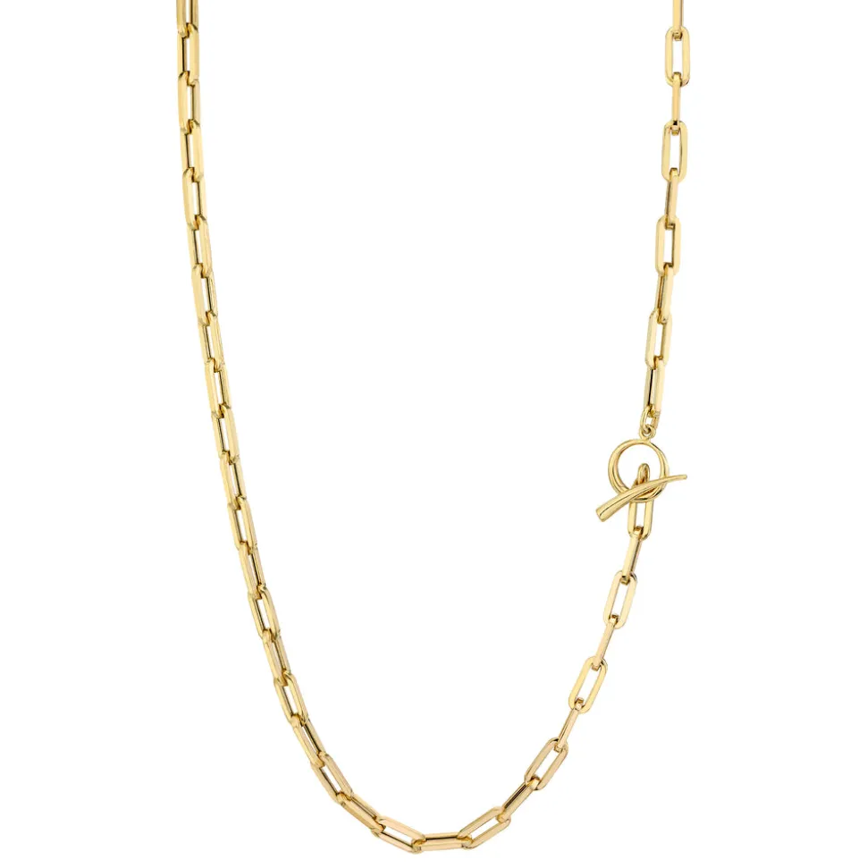 Rectangular Link Chain Necklace with Tusk Clasp