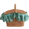 Rectangular Picnic Basket Made With Liberty Fabric in Donna Leigh Green