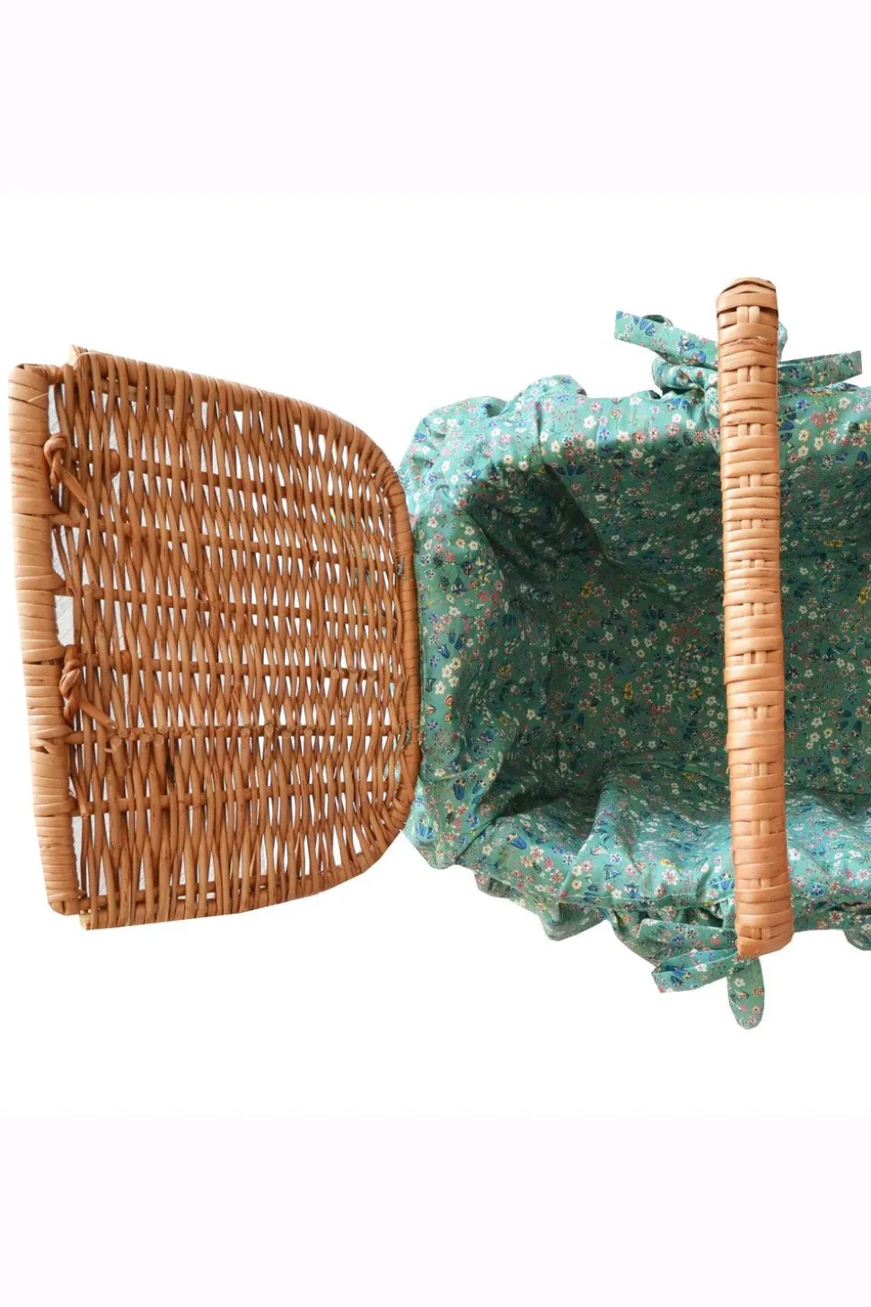 Rectangular Picnic Basket Made With Liberty Fabric in Donna Leigh Green