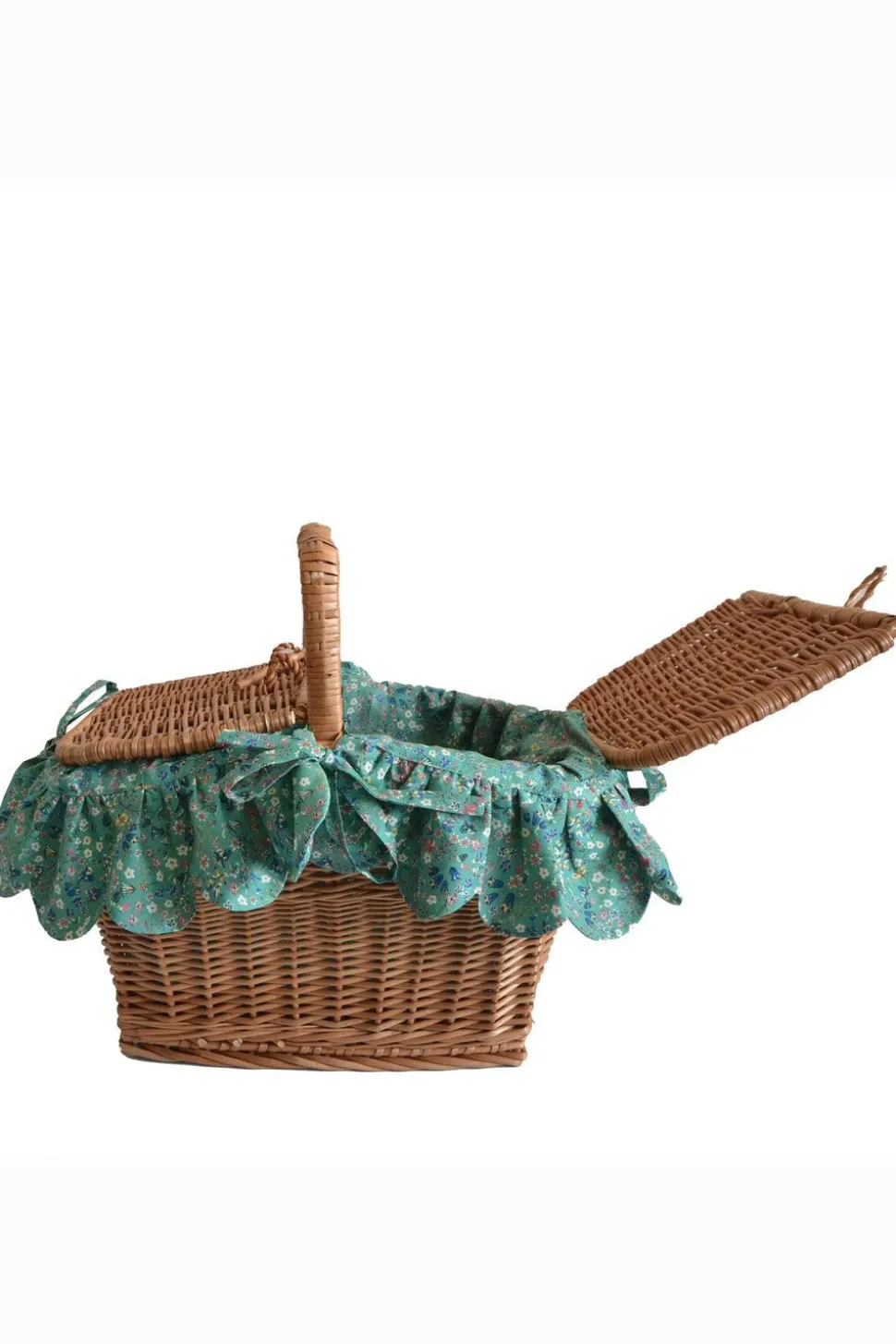 Rectangular Picnic Basket Made With Liberty Fabric in Donna Leigh Green
