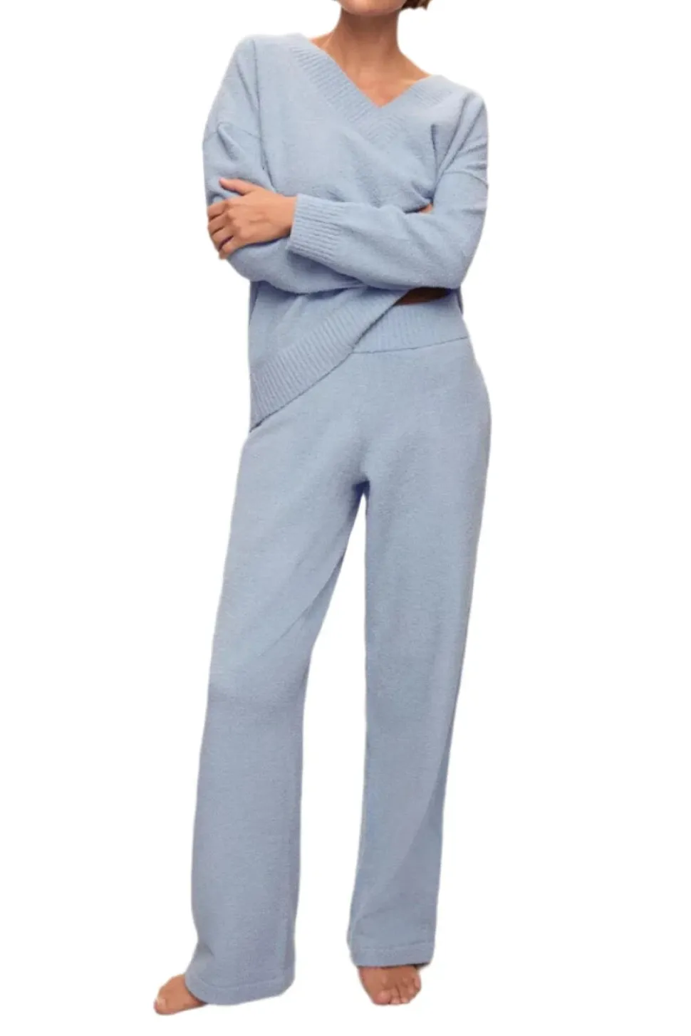 Recycled Boucle Pant In Wedgewood Blue