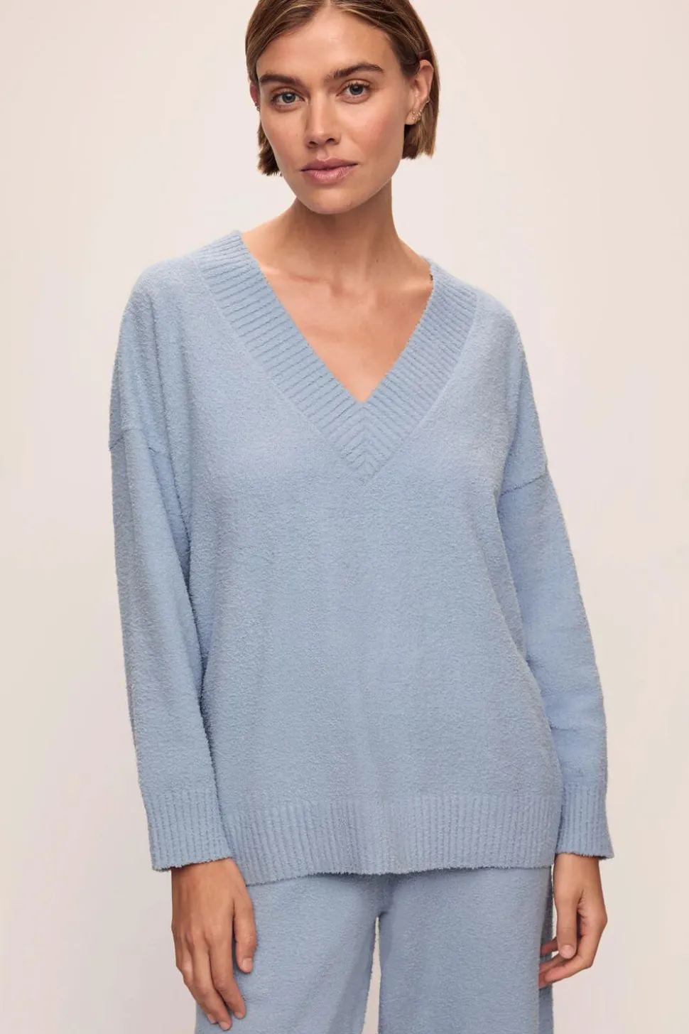 Recycled Boucle Pant In Wedgewood Blue