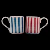 Red and Blue Ceramic Mug, Set of 6