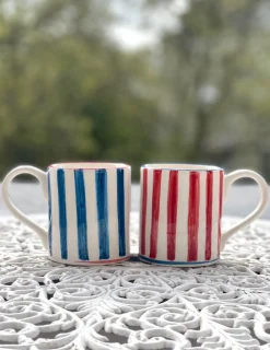 Red Ceramic Mug, Set of 6