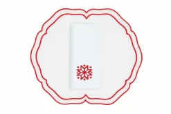 Red Snowflake Napkin and Nilufer Placemat, Set of 2