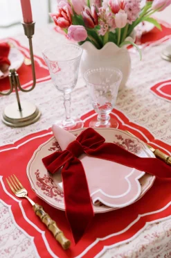 Red Velvet Napkin Bows, Set of 4