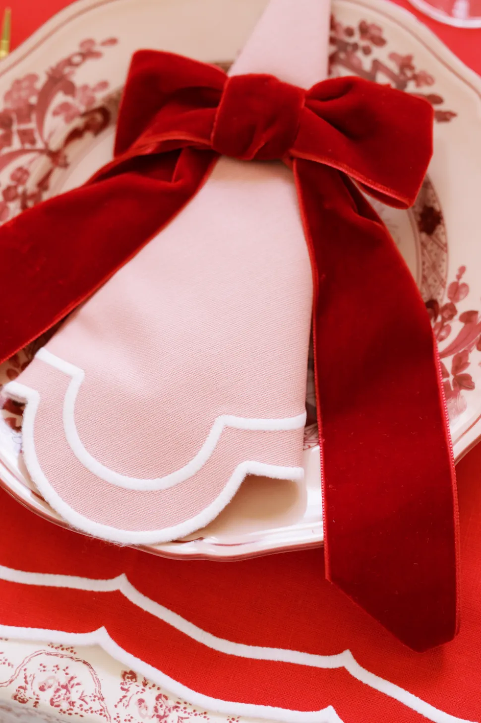 Red Velvet Napkin Bows, Set of 4