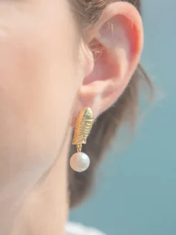 Reef Earrings in Gold & White