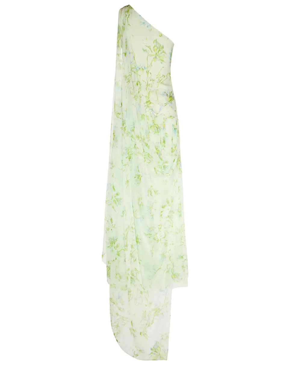 Remy Dress in Celadon Bloom Silk Chiffon