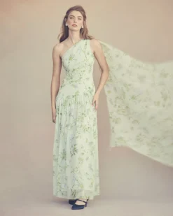 Remy Dress in Celadon Bloom Silk Chiffon