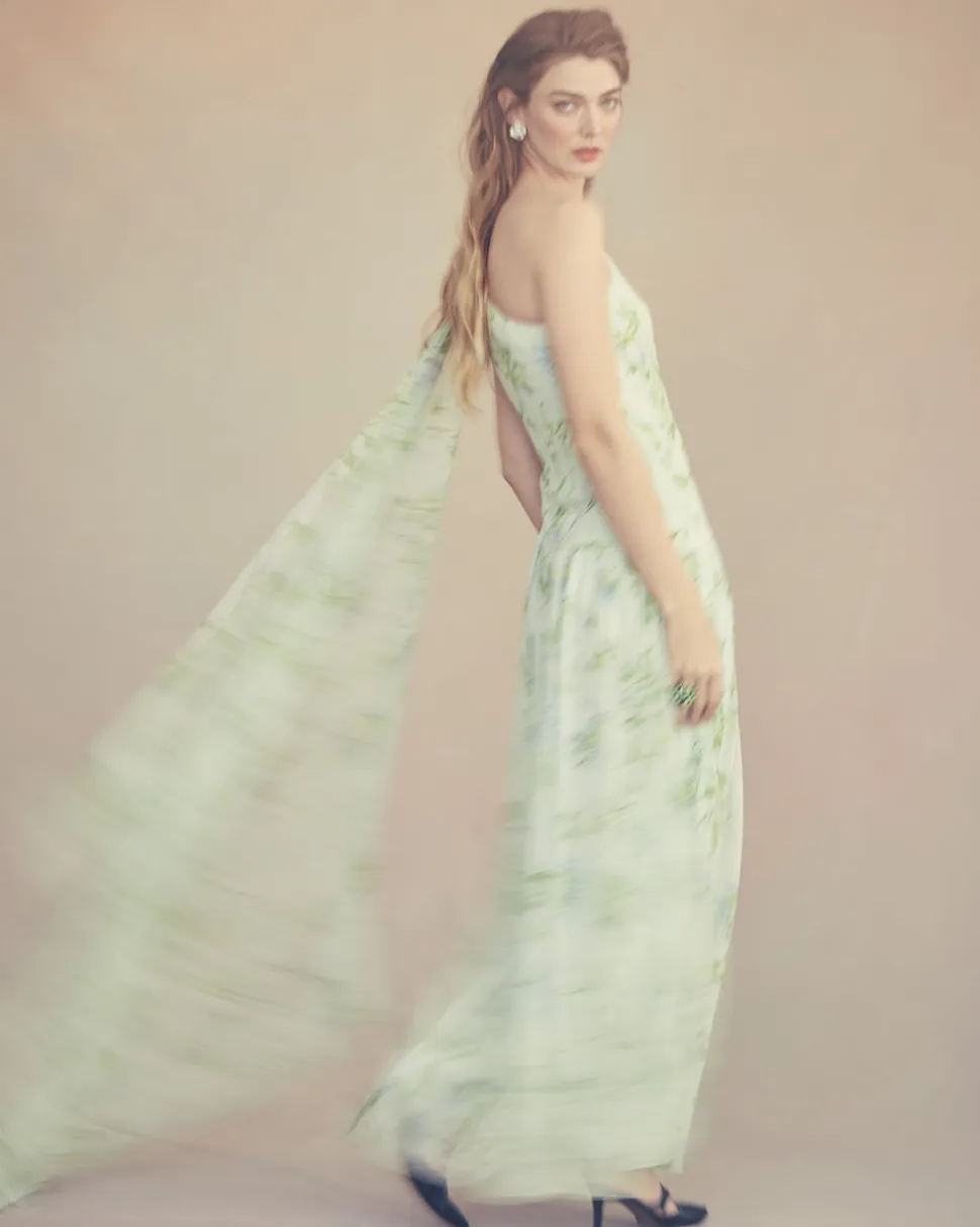 Remy Dress in Celadon Bloom Silk Chiffon