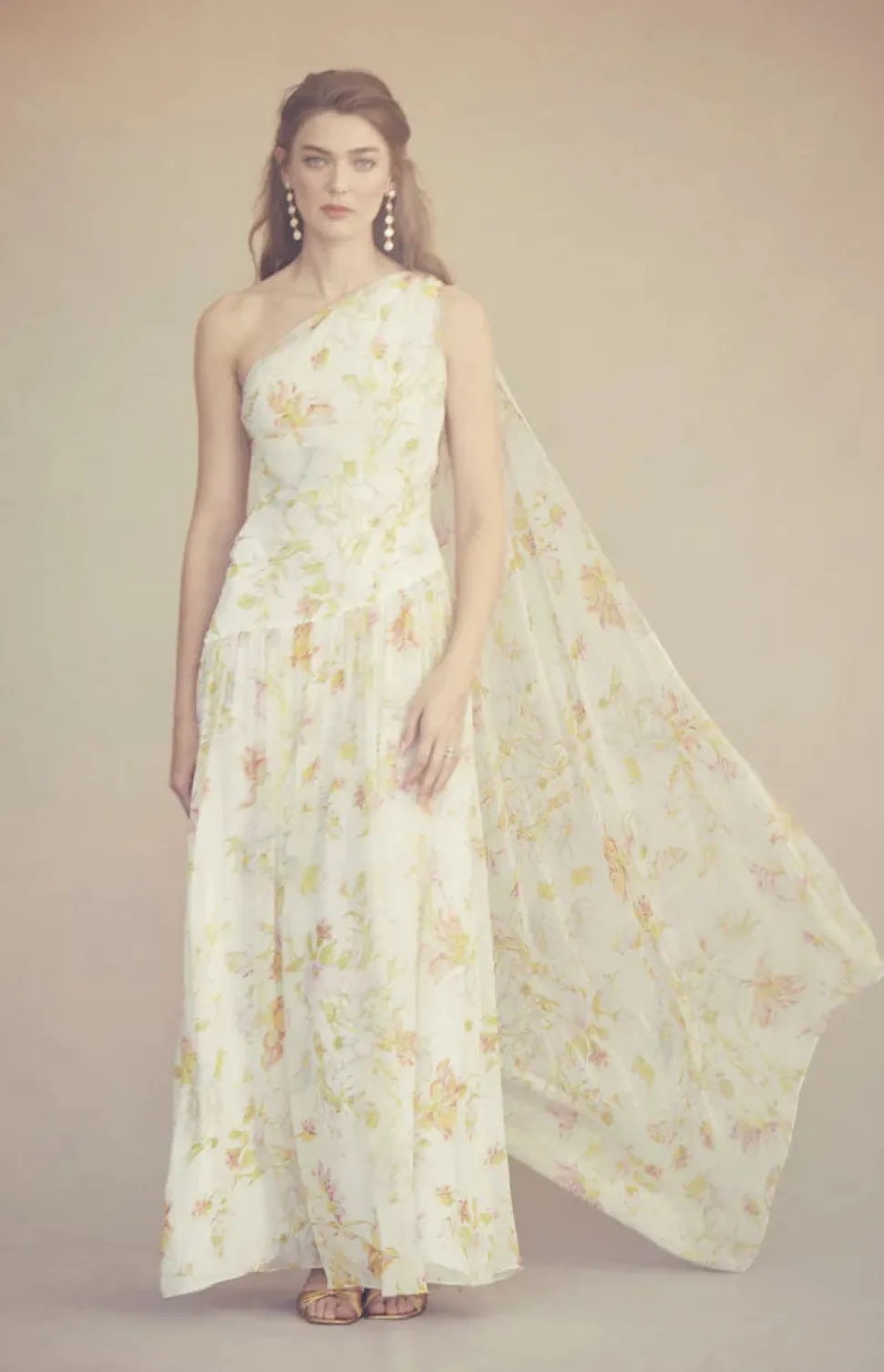 Remy Dress in Ivory Bloom Silk Chiffon