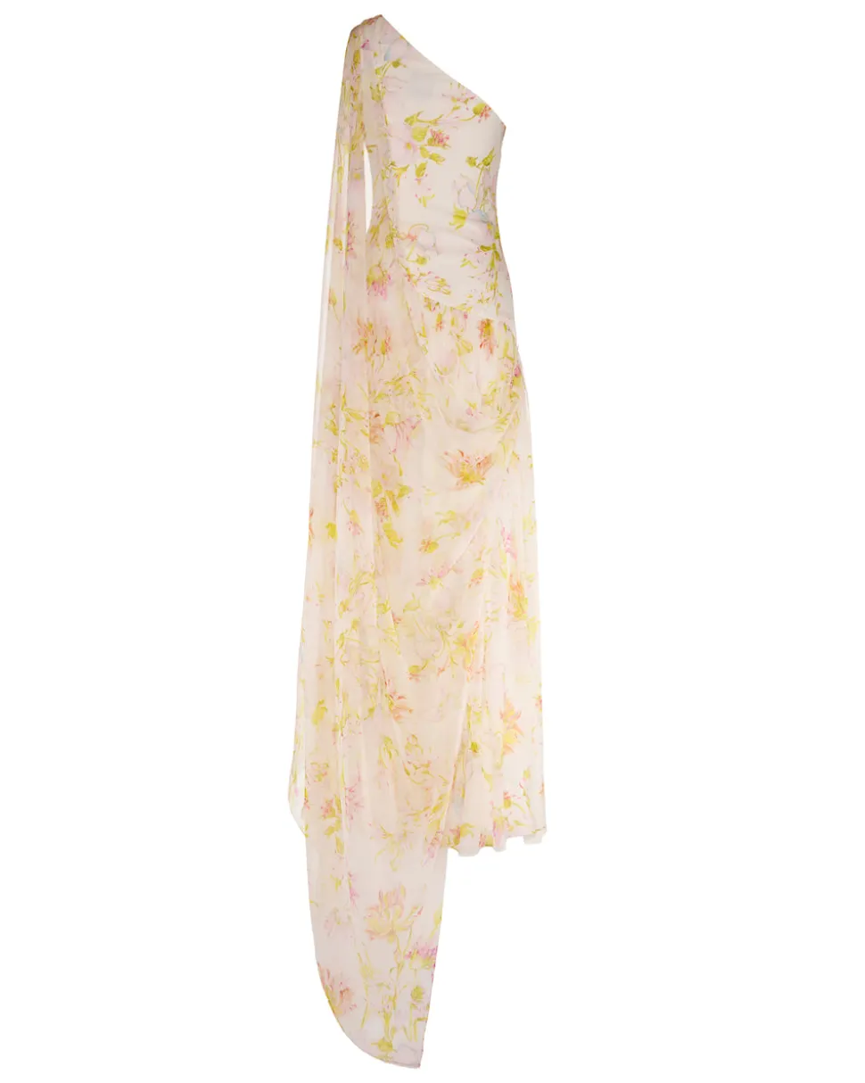 Remy Dress in Ivory Bloom Silk Chiffon