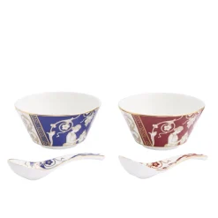 Renaissance Mix Bowl & Soup Spoon in Gold & Red, Set of 2