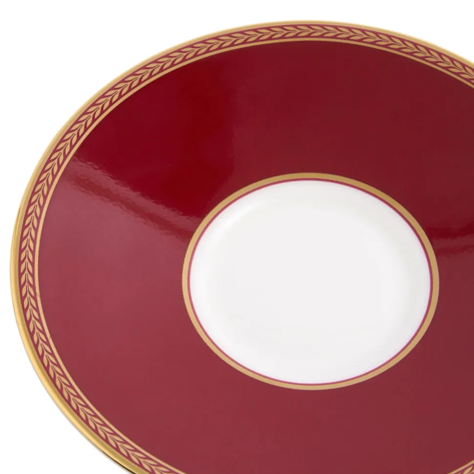 Renaissance Mix Teacup Saucer in Gold & Red, in Set of 2