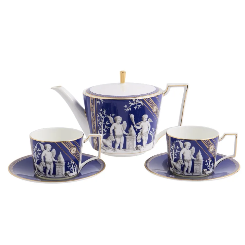 Renaissance Teapot, Teacup, & Saucer in Gold, Set of 2