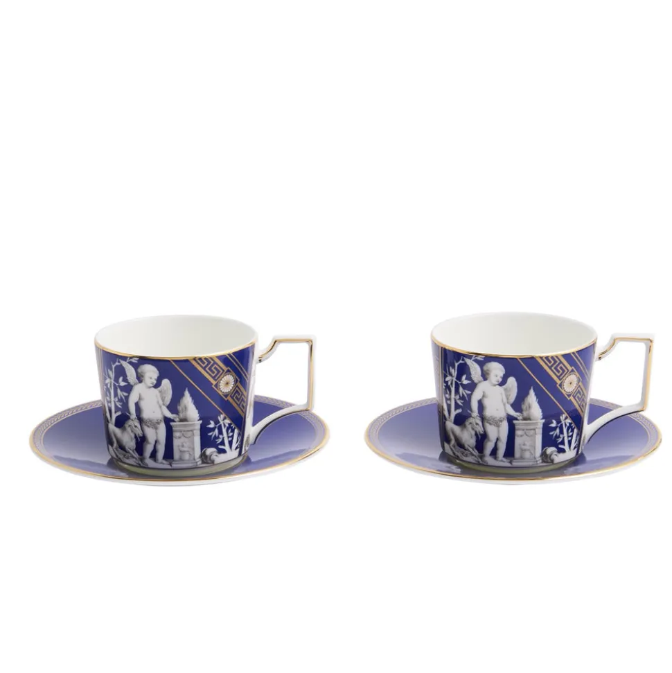 Renaissance Teapot, Teacup, & Saucer in Gold, Set of 2
