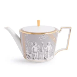 Renassiance Teapot Tcup Scr in Grey, Set of 2