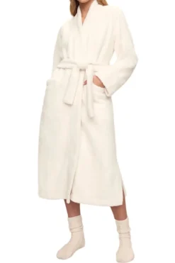 Renew Plush Long Robe In Ivory