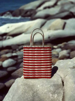 Retro-Travel Bucket in Maroon & Grey