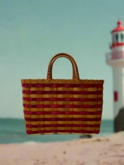 Retro-Travel Tote in Burgundy & Brown