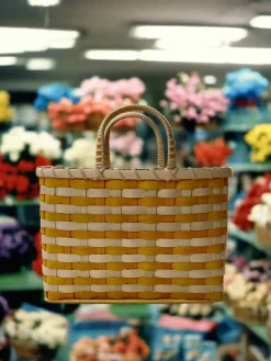 Retro-Travel Tote in Natural & Yellow