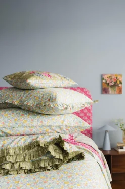 Reversible Ruffle Edge Heirloom Quilt Made With Liberty Fabric in Betsy Sage & Capel Pistachio