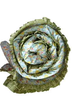 Reversible Ruffle Edge Heirloom Quilt Made With Liberty Fabric in Betsy Sage & Capel Pistachio