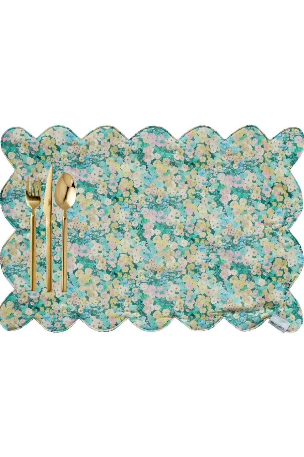 Reversible Scalloped Placemat Made With Liberty Fabric in Hollyhocks & Mitsi Valeria