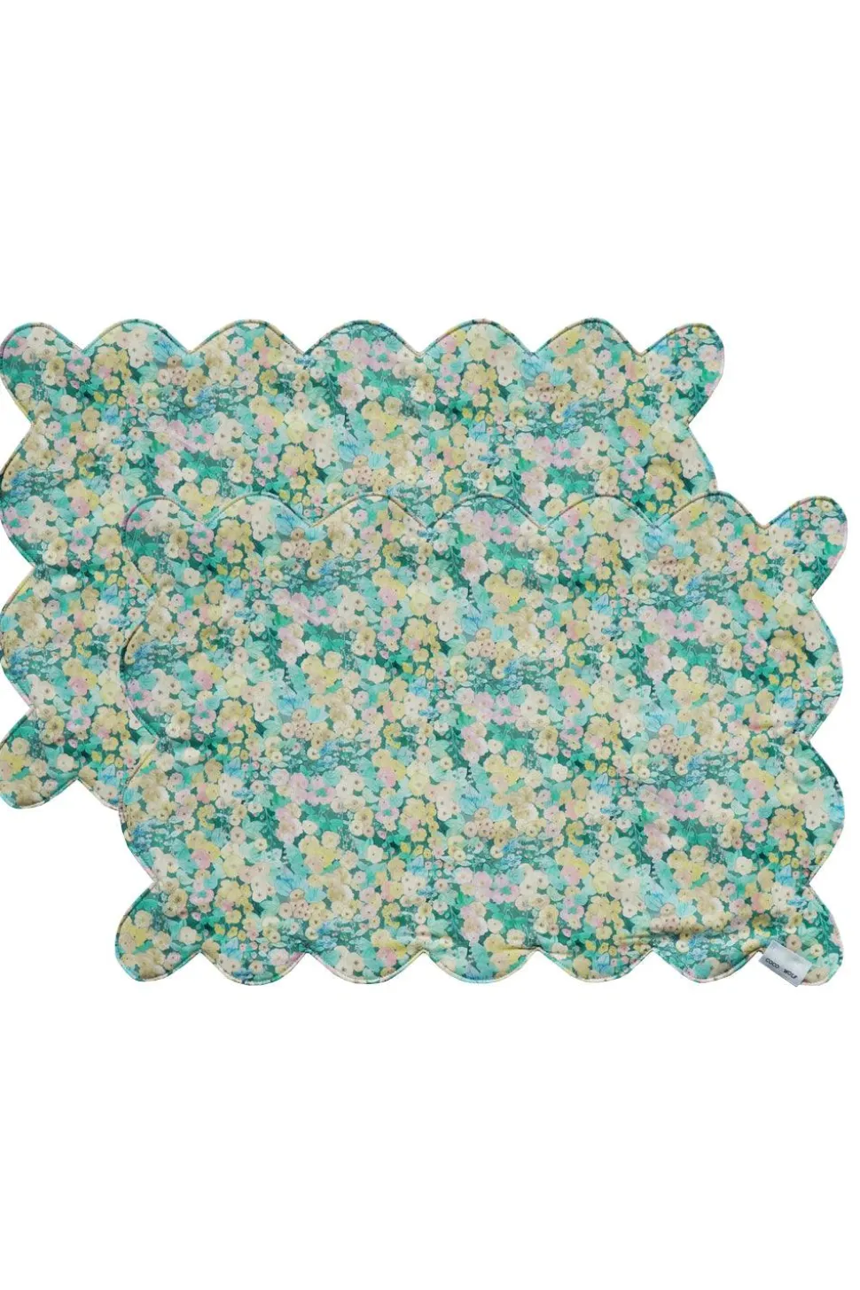 Reversible Scalloped Placemat Made With Liberty Fabric in Hollyhocks & Mitsi Valeria