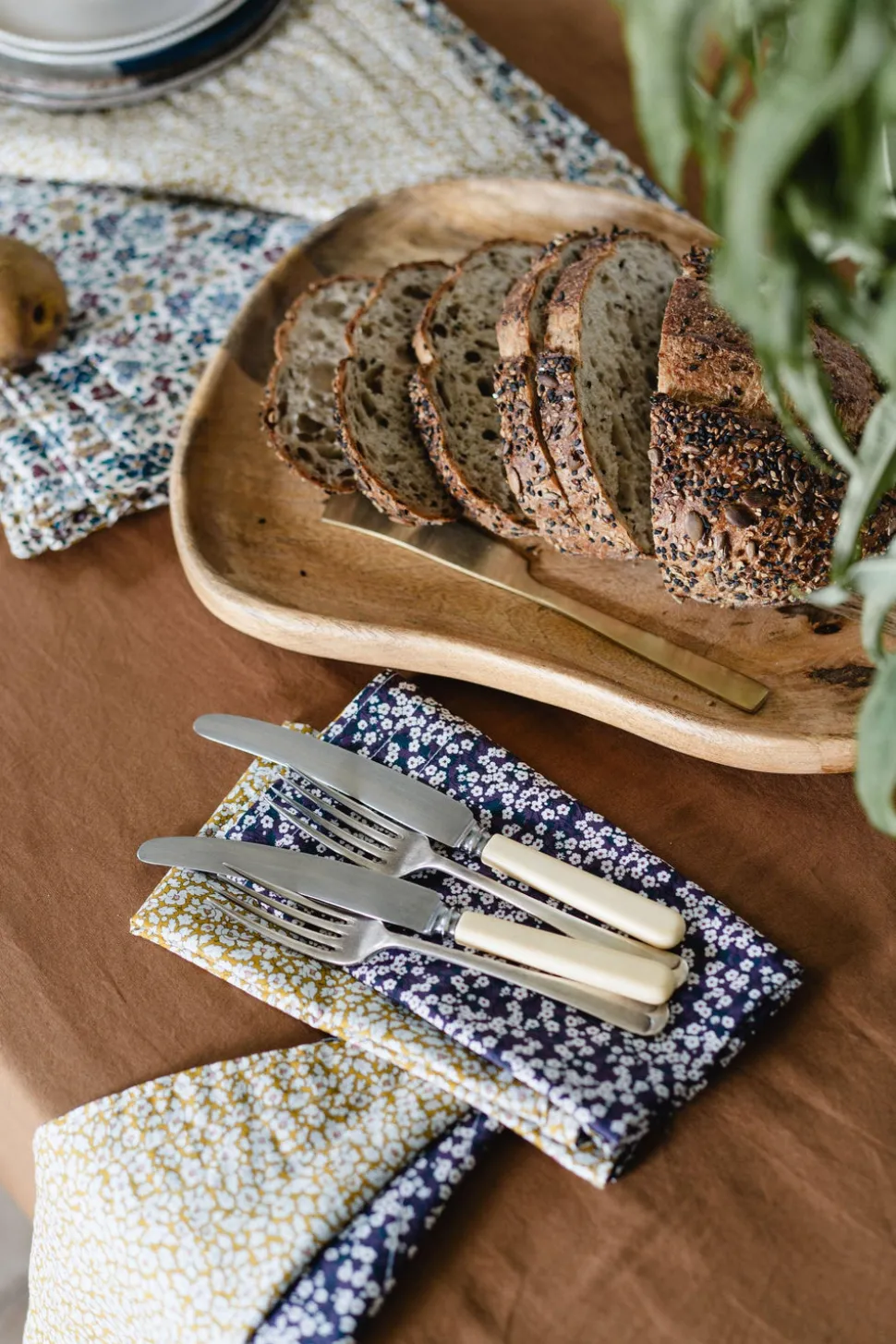 Reversible Stitch Napkin Set Made With Liberty Fabric in Feather Meadow & Mitsi Valeria