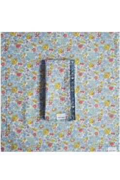 Reversible Stitch Napkin Set Made With Liberty Fabric in Betsy Sage & Strawberry Thief