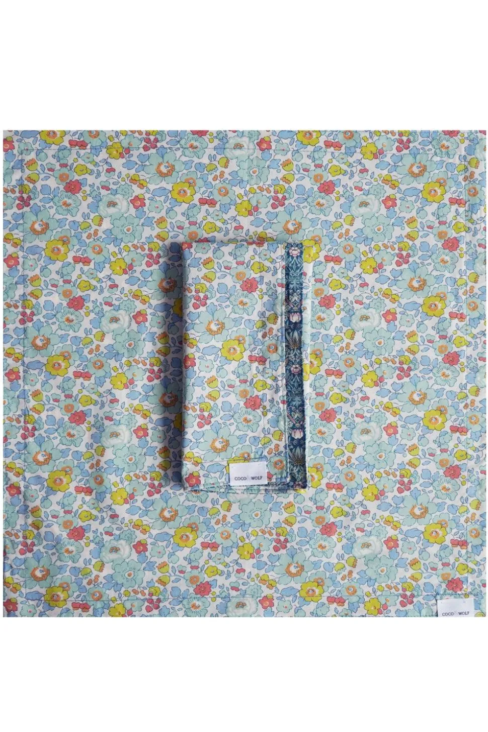 Reversible Stitch Napkin Set Made With Liberty Fabric in Betsy Sage & Strawberry Thief