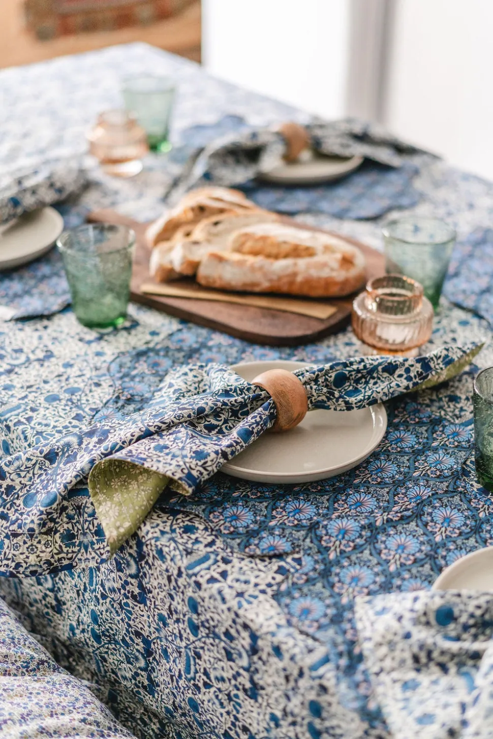 Reversible Stitch Napkin Set Made With Liberty Fabric in Lodden & Capel