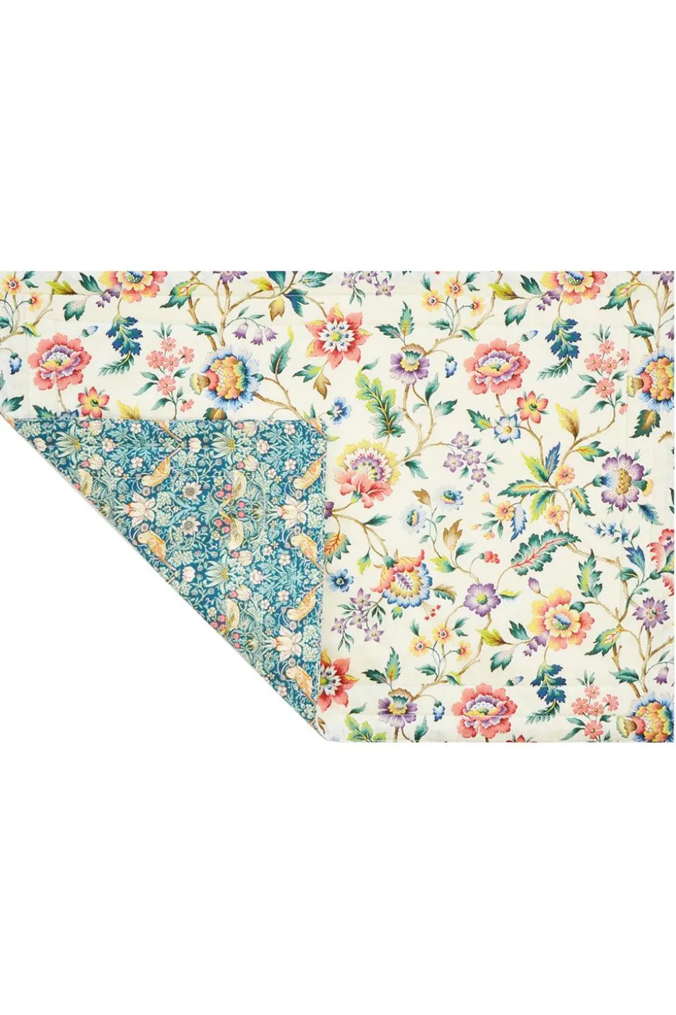 Reversible Stitch Placemat Made With Liberty Fabric in Strawberry Thief & Eva Belle