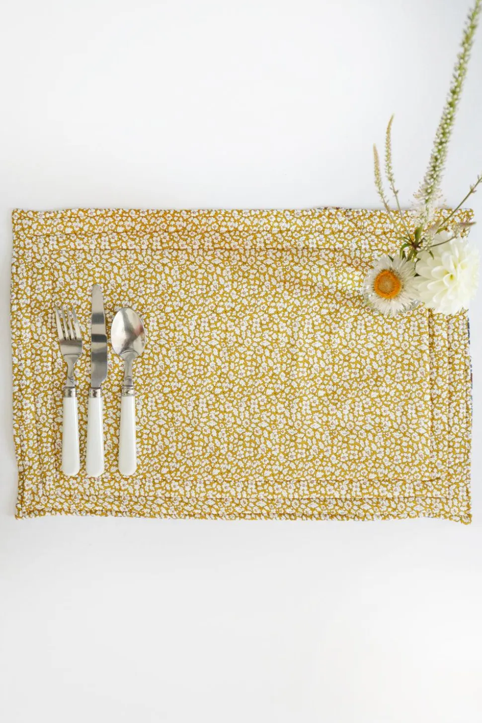 Reversible Stitch Placemat Made With Liberty Fabric in Feather Meadow & Annabella