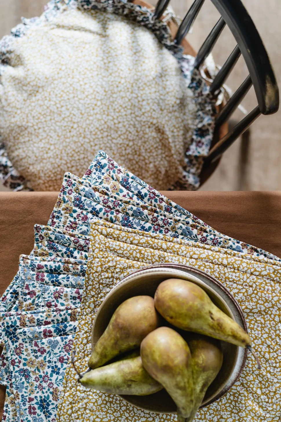 Reversible Stitch Placemat Made With Liberty Fabric in Feather Meadow & Annabella
