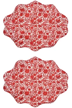 Reversible Wavy Placemat Made With Liberty Fabric in in Sambourne Red & Mitsi Valeria Red