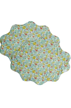 Reversible Wavy Placemat Made With Liberty Fabric in Betsy Sage & Strawberry Thief