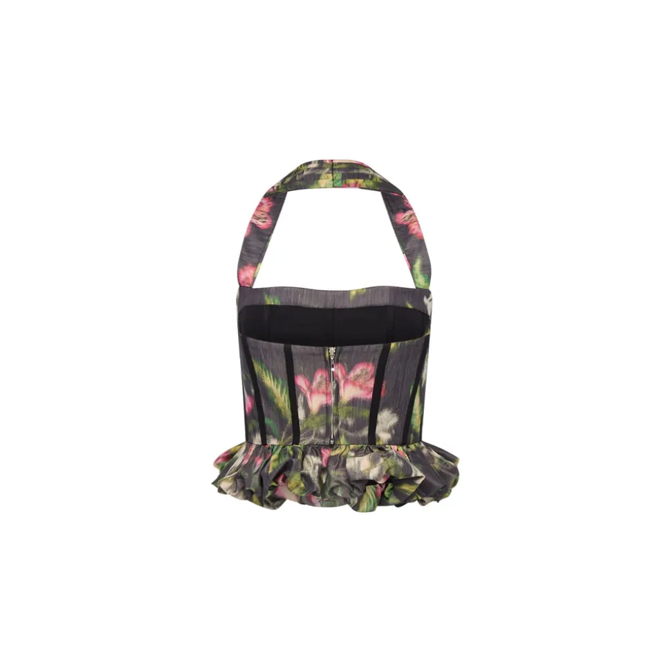 Rhea Corset Top in Pink Lily Taffeta